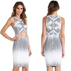 Torn by Ronny Kobo White & Gray Cut Out Bodycon Dress Size XS